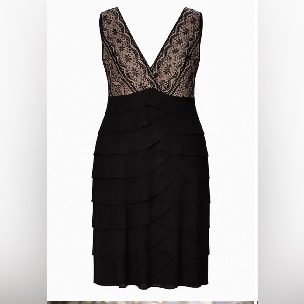 Jessica Howard Black and Cream Backless Dress